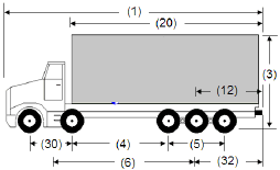 Illustration of Designated Truck 6, a 4-axle truck, as described below.