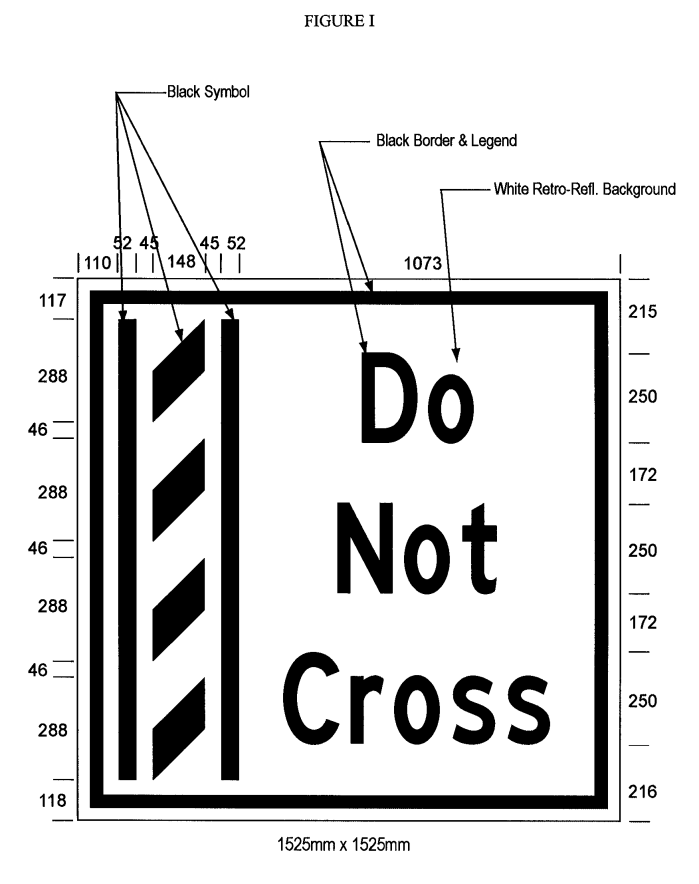 Illustration of Figure I - overhead sign of a buffer zone and to its right the text Do Not Cross. 