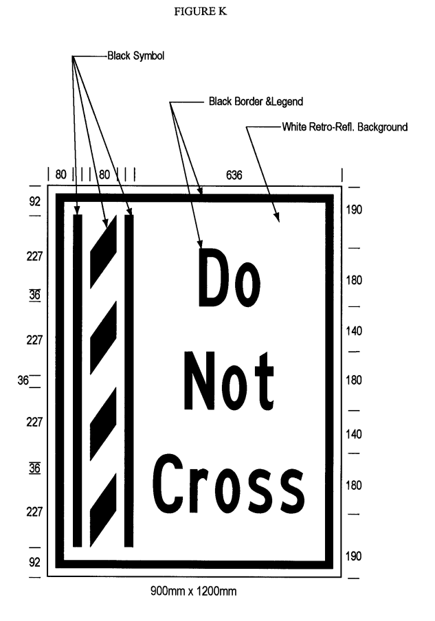 Illustration of Figure K - ground mounted sign of a buffer zone and to its right the text Do Not Cross. 