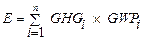 Image of mathematical equation for calculating emissions in tonnes carbon dioxide equivalent.