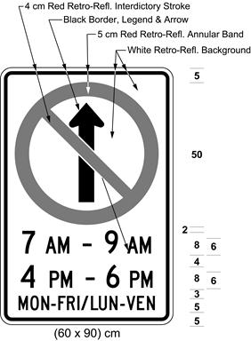 Illustration of sign with a no proceeding straight symbol, text 