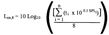 Image of equation for equivalent sound exposure level.