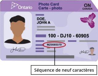 Numéro du document de carte-photo de l’Ontario